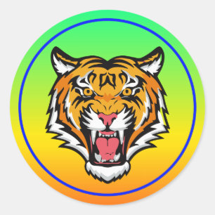 Roaring Tiger Head-25818 Travel Mug Ronde Sticker