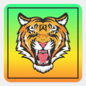 Roaring Tiger Head-25818 Travel Mug Vierkante Sticker (Voorkant)
