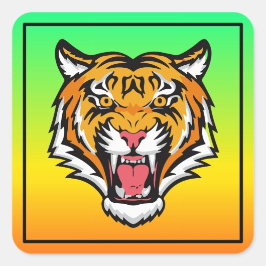 Roaring Tiger Head-25818 Travel Mug Vierkante Sticker (Voorkant)