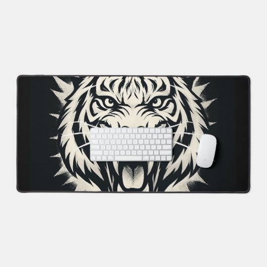 Roaring Tiger Head Illustration Bureaumat (Keyboard & Muis)