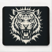 Roaring Tiger Head Illustration Muismat (Voorkant)