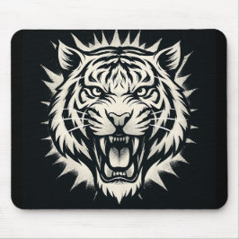 Roaring Tiger Head Illustration Muismat