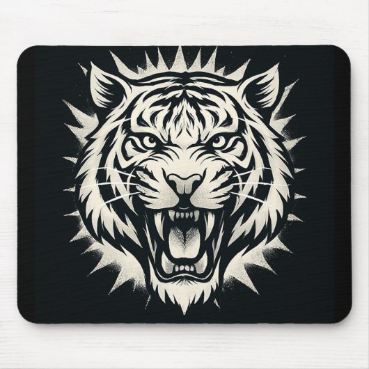 Roaring Tiger Head Illustration Muismat (Voorkant)