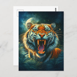Roaring Tiger Moonlit Oerwoud Briefkaart