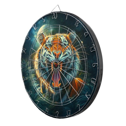 Roaring Tiger Moonlit Oerwoud Dartbord (Voorkant Rechts)