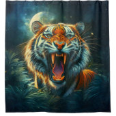 Roaring Tiger Moonlit Oerwoud Douchegordijn (Voorkant)