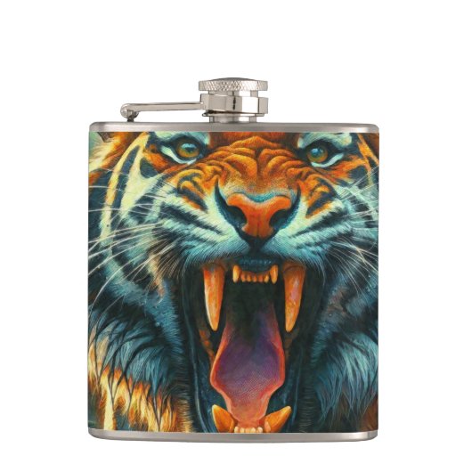 Roaring Tiger Moonlit Oerwoud Heupfles (Voorkant)