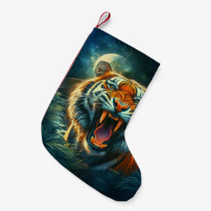 Roaring Tiger Moonlit Oerwoud Kleine Kerstsok
