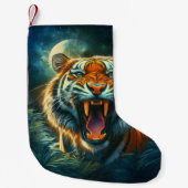 Roaring Tiger Moonlit Oerwoud Kleine Kerstsok (Voorkant)