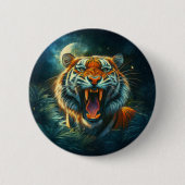 Roaring Tiger Moonlit Oerwoud Ronde Button 5,7 Cm (Voorkant)