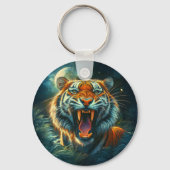 Roaring Tiger Moonlit Oerwoud Sleutelhanger (Voorkant)