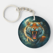 Roaring Tiger Moonlit Oerwoud Sleutelhanger (Voorkant)