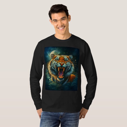 Roaring Tiger Moonlit Oerwoud T-shirt (Voorkant volledig)