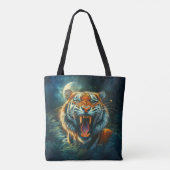 Roaring Tiger Moonlit Oerwoud Tote Bag (Achterkant)