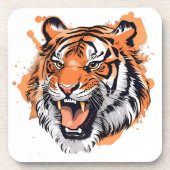 "Roaring Tiger Portrait" Bier Onderzetter (Voorkant)