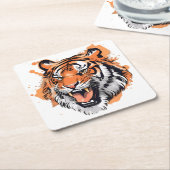 "Roaring Tiger Portrait" Kartonnen Onderzetters (Schuin)