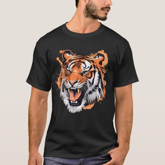 Roaring Tiger Portrait T-shirt (Voorkant)