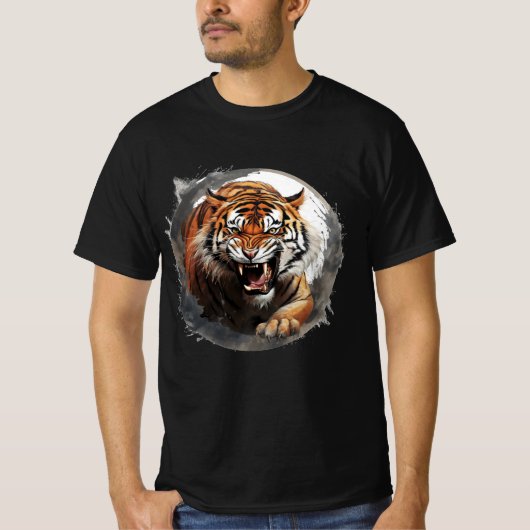 Roaring Tiger T-shirt - Grijze Cirkels (Voorkant)