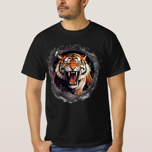 Roaring Tiger T-shirt in de rook (Voorkant)
