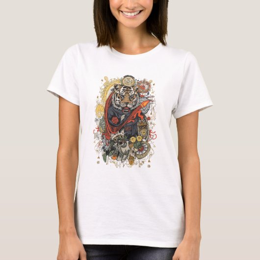 Roaring Tiger T-Shirt | Wild Strength Animal Art (Voorkant)