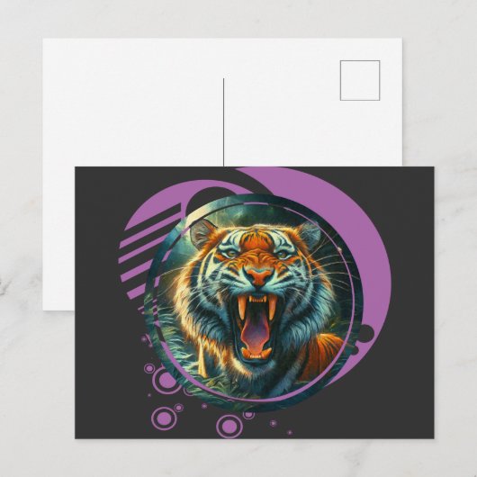 Roaring tijger briefkaart (Voorkant / Achterkant)
