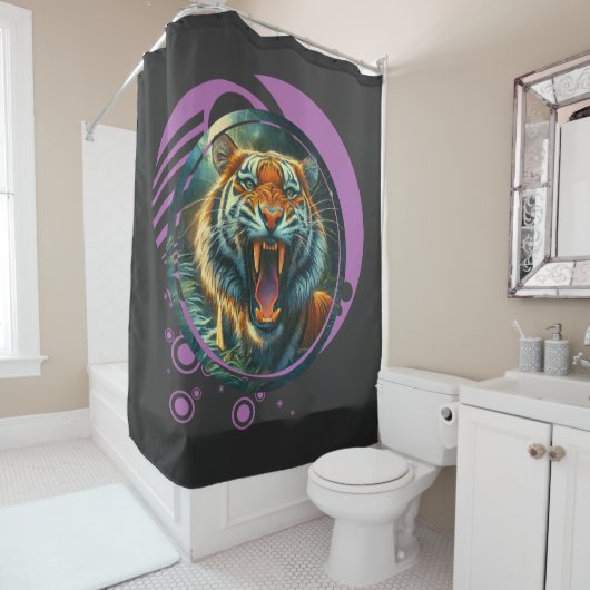 Roaring tijger douchegordijn (In situ)