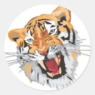 Roaring tijger ronde sticker