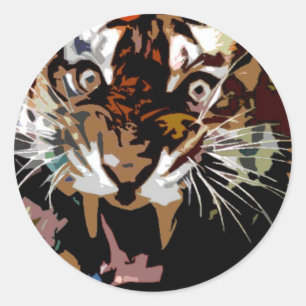 Roaring tijger ronde sticker