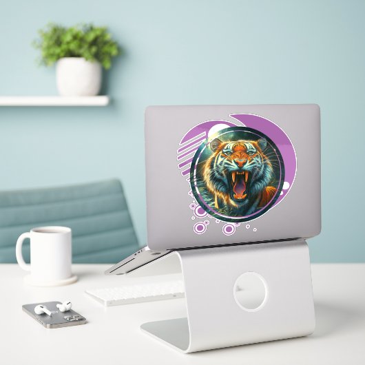 Roaring tijger sticker (Laptop op bureau)