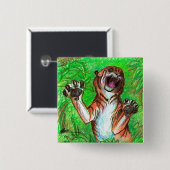 Roaring tijger vierkante button 5,1 cm (Voorkant /achterkant)