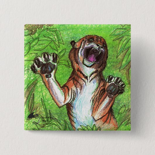 Roaring tijger vierkante button 5,1 cm (Voorkant)