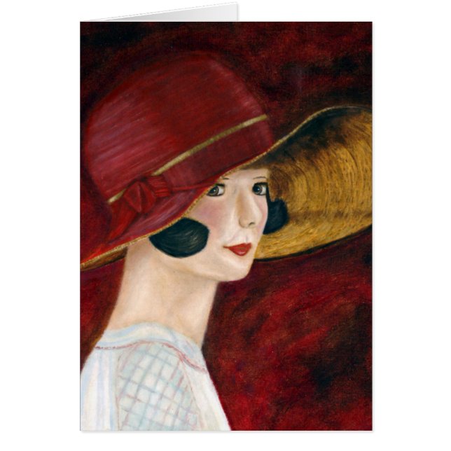 Roaring Twenties 1920s Flapper Girl in Red Pet (Voorkant)