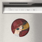 Roaring Twenties 1920s Flapper Girl in Red Pet Magneet (Insitu (Vaatwasser))