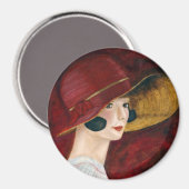 Roaring Twenties 1920s Flapper Girl in Red Pet Magneet (Voorkant / Achterkant)