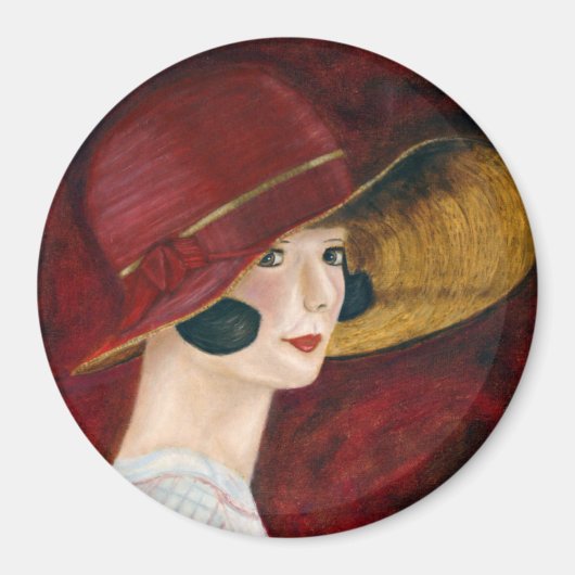 Roaring Twenties 1920s Flapper Girl in Red Pet Magneet (Voorkant)