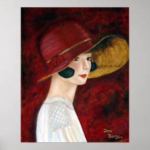 Roaring Twenties 1920s Flapper Girl in Red Pet Poster