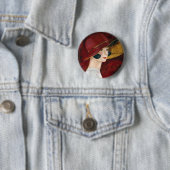 Roaring Twenties 1920s Flapper Girl in Red Pet Ronde Button 5,7 Cm (In situ)