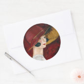 Roaring Twenties 1920s Flapper Girl in Red Pet Ronde Sticker (Envelop)