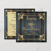 Roaring Twenties Art Deco Black Party Uitnodiging (Voorkant / Achterkant)