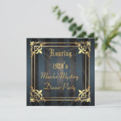 Roaring Twenties Art Deco Black Party Uitnodiging (Staand voorkant)