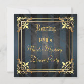 Roaring Twenties Art Deco Black Party Uitnodiging (Voorkant)