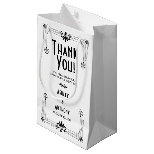 Roaring Twenties Art Deco bruiloft welkomsttas Klein Cadeauzakje (Voorkant Gekanteld)