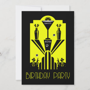 Roaring Twenties Art Deco Gangster Verjaardag Kaart