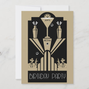 Roaring Twenties Art Deco Gangster Verjaardag Kaart