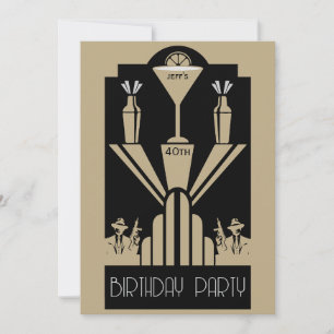 Roaring Twenties Art Deco Gangster Verjaardag Kaart