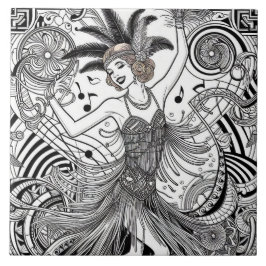 Roaring Twenties Art Deco Retro Glam Zwart & Wit Tegeltje