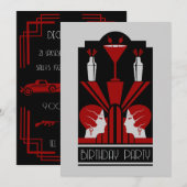 Roaring Twenties Art Deco Verjaardag Kaart (Voorkant / Achterkant)