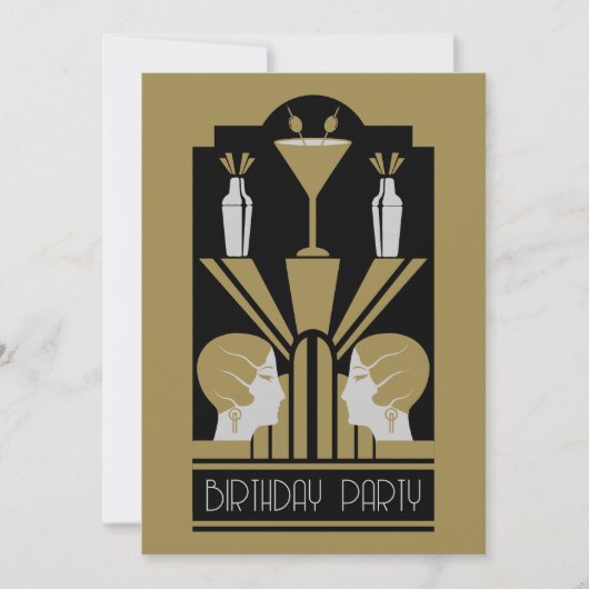 Roaring Twenties Art Deco Verjaardag Kaart (Voorkant)