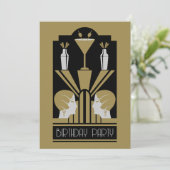 Roaring Twenties Art Deco Verjaardag Kaart (Staand voorkant)