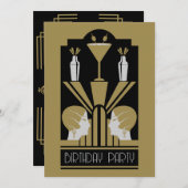 Roaring Twenties Art Deco Verjaardag Kaart (Voorkant / Achterkant)